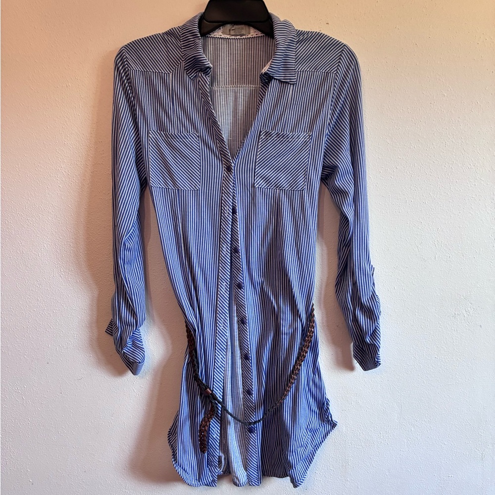 Newport Blue and White Striped Button Down Shirt